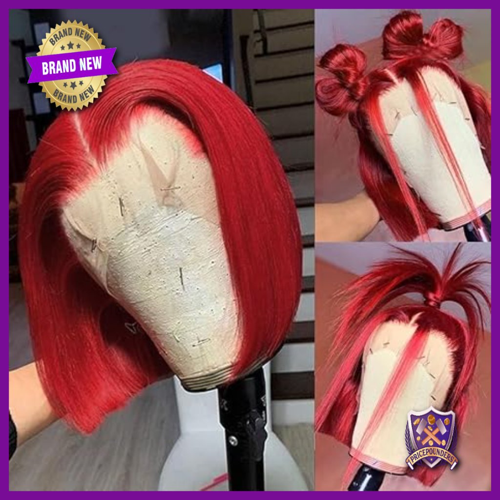 Human Hair Lace Front Wig Glueless Pre Plucked 8 Inch Straight Bob